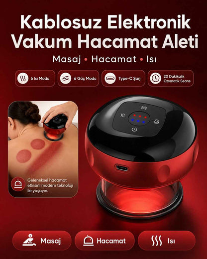 Vacumix Akıllı Elektronik Hacamat & Kupa Masaj Cihazı - Isıtmalı, Ayarlanabilir Vakumlu Masaj