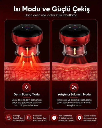 Vacumix Akıllı Elektronik Hacamat & Kupa Masaj Cihazı - Isıtmalı, Ayarlanabilir Vakumlu Masaj