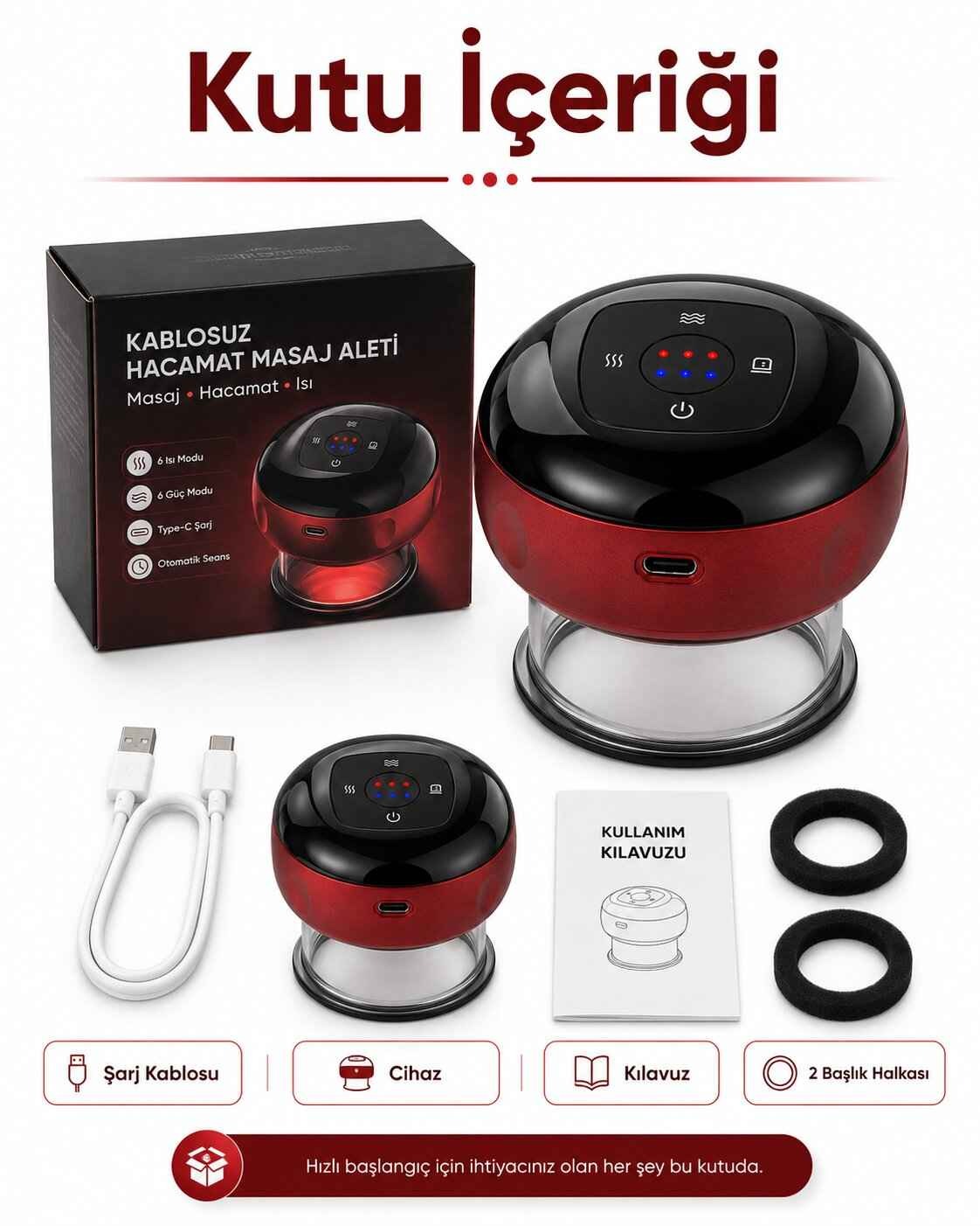 Vacumix Akıllı Elektronik Hacamat & Kupa Masaj Cihazı - Isıtmalı, Ayarlanabilir Vakumlu Masaj